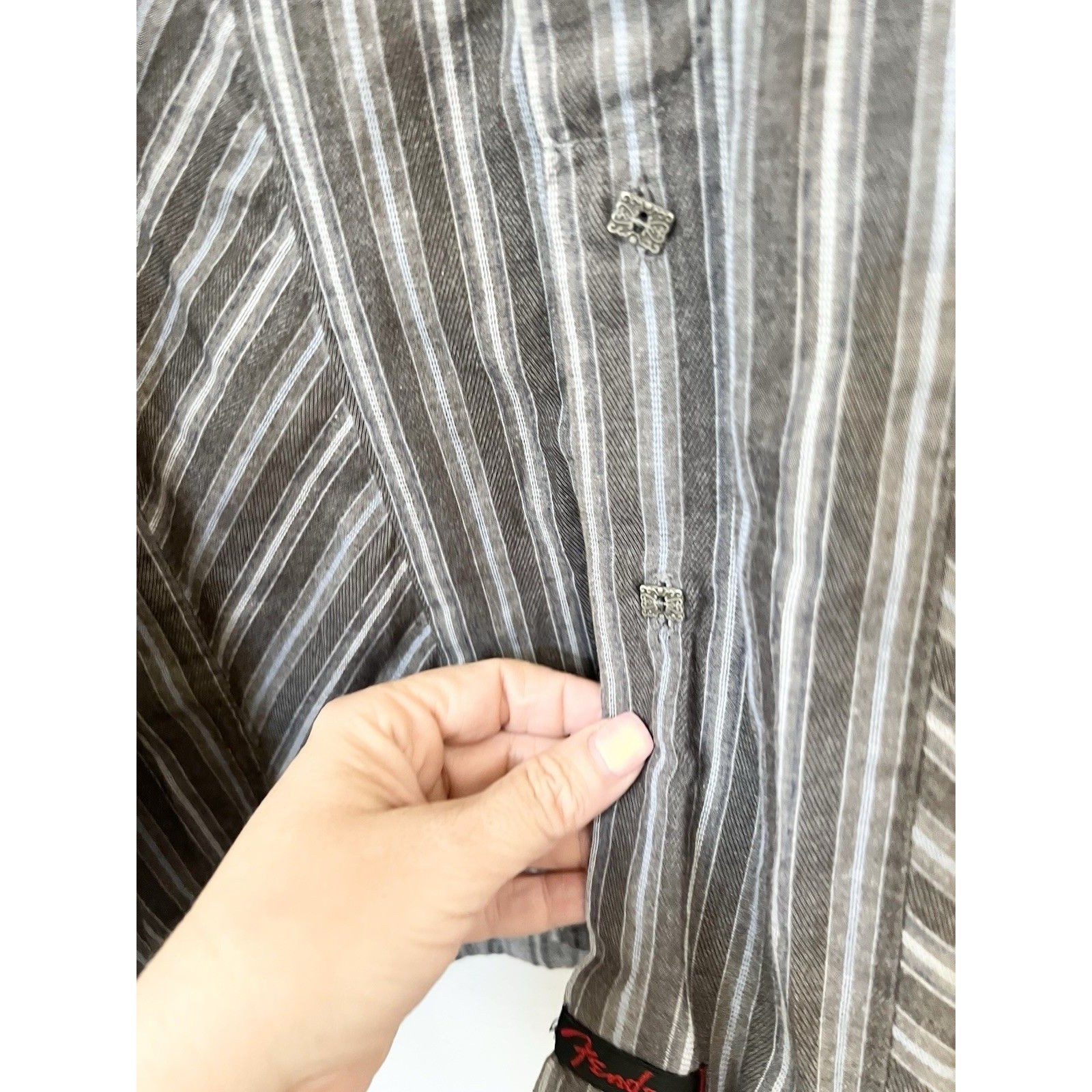 Fender M Medium Rock & Roll Religion Black Pearl Snap Long Sleeve Shirt Men’s — image 7 of 8